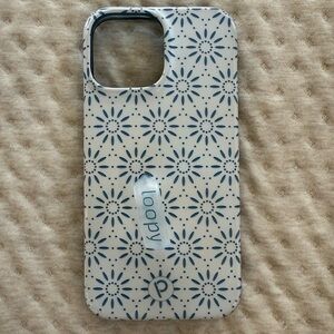 Loopy Case Blue and White Geometric Flower Phone Case